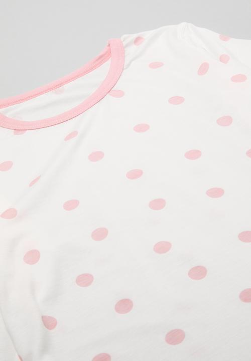 Pop Candy - Printed pj set -pink & white