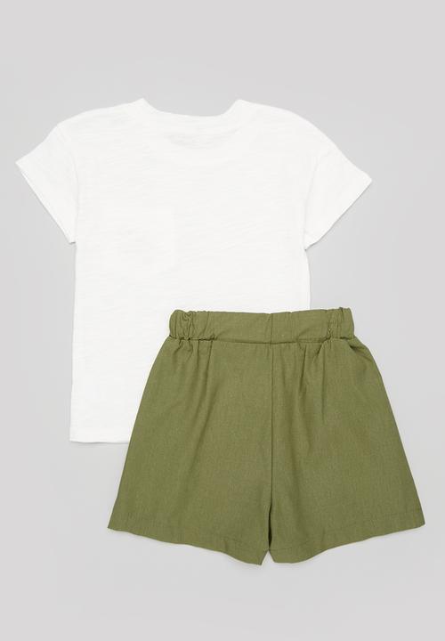 Pop Candy - Tee & short set - green &white