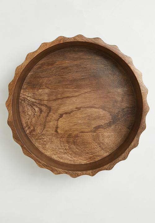 Carved wooden salad bowl - natural