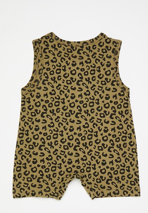 Pop Candy - Button closure romper with pockets - brown/leopard print