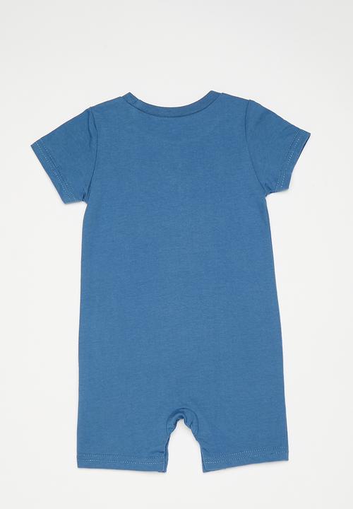 Pop Candy - Mock button closure romper - sea blue