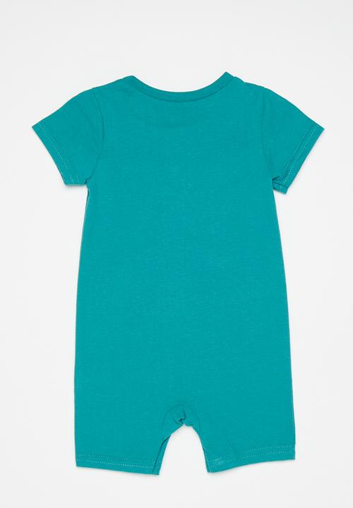 Pop Candy - Mock button closure romper - tiffany blue