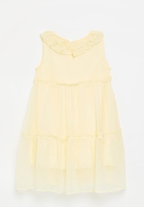 Pop Candy - Tiered empire bodice dress - pale yellow