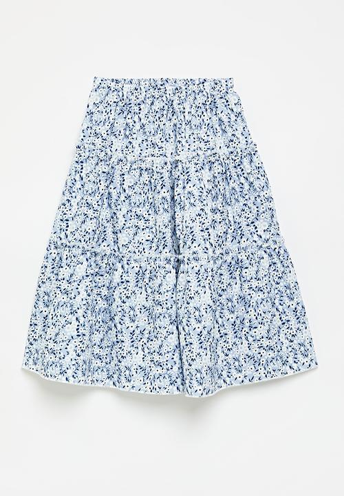 Pop Candy - Ditsy floral tiered skirt - blue
