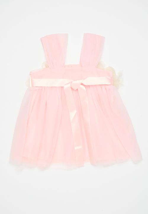 Pop Candy - Tulle a-line dress with floral applique - pink/cream