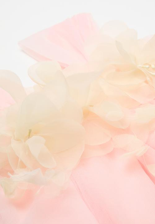 Pop Candy - Tulle a-line dress with floral applique - pink/cream