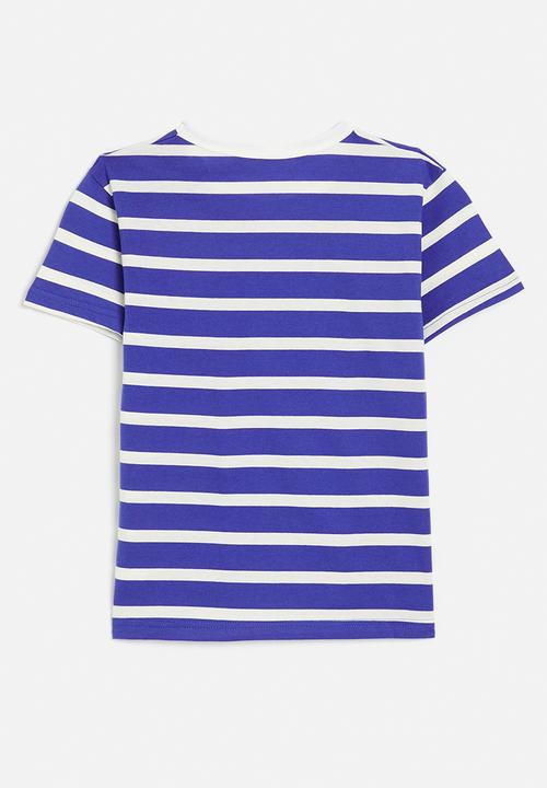Pop Candy - Regency striped tee - royal blue/white
