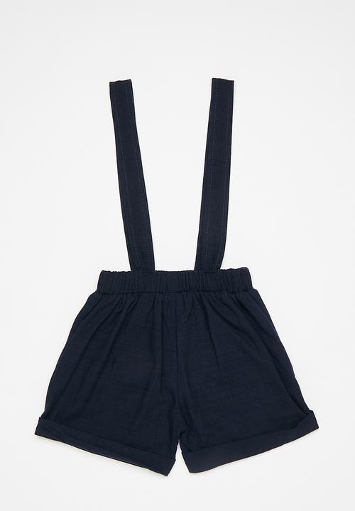Pop Candy - Shorts with buttoned suspenders - midnight blue