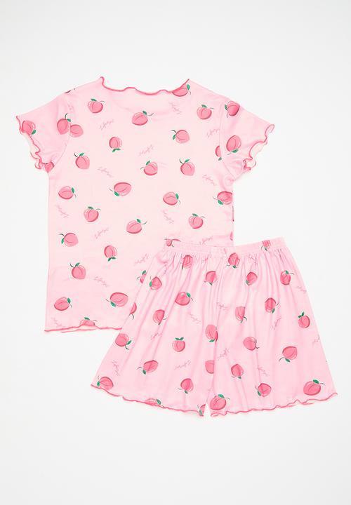 Pop Candy - Lettuce hem pj set - pink/peach aop