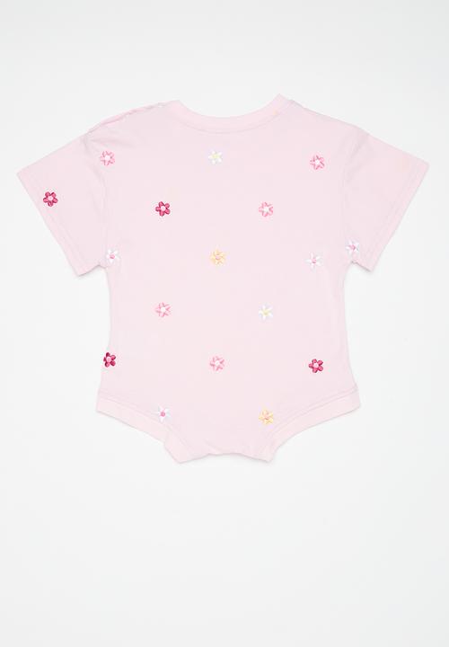 Pop Candy - Flower embroidered bodysuit - pastel pink