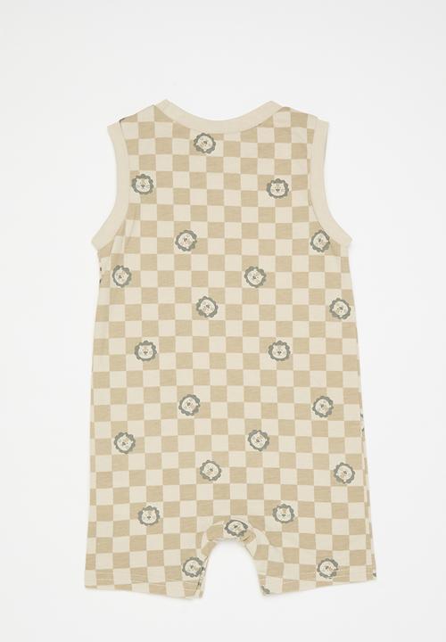 Pop Candy - Sleeveless romper - brown/check print