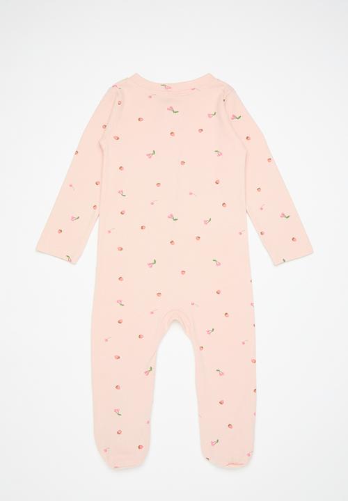 Pop Candy - Cherry and flower all-over-print onesie - pink