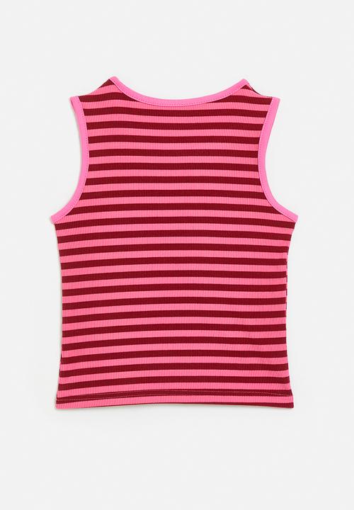 Pop Candy - Candy striped tank top - pink/dark red