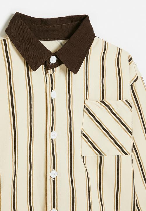 Pop Candy - Shacket with contrast collar and cuffs - brown/neutral