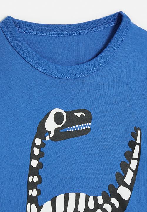 Pop Candy - Skeletal dino graphic tee - true blue