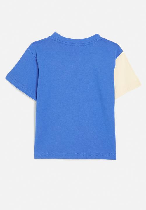 Pop Candy - Colour block tee - blue & white
