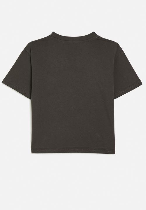 Pop Candy - Crew neck tee with angled pocket - liver brown