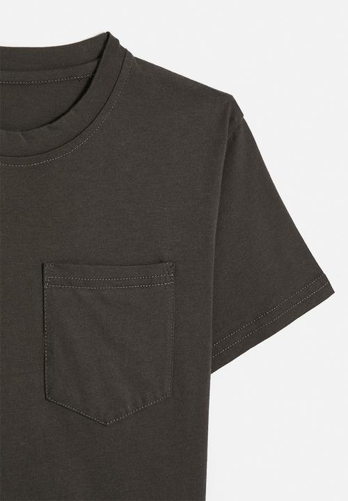 Pop Candy - Crew neck tee with angled pocket - liver brown