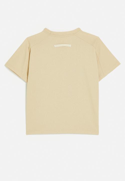 Pop Candy - Saddle shoulder slogan tee - wheat brown/hope