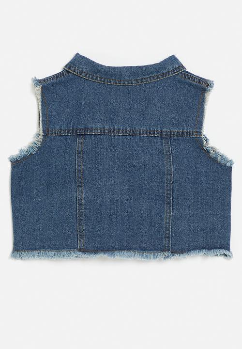 Pop Candy - Frayed denim vest - blue