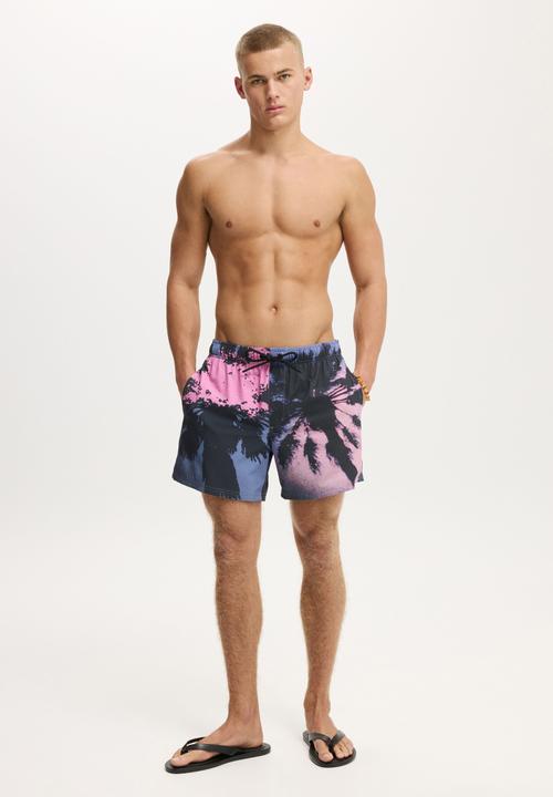 Cotton On - Stretch Swim Short - Palms Pink
