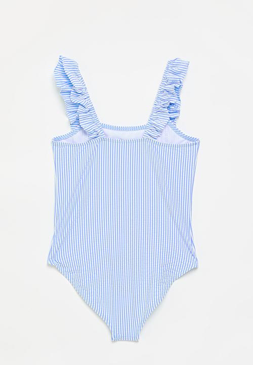 Pop Candy - Ruffle one piece swimsuit - light blue stripe