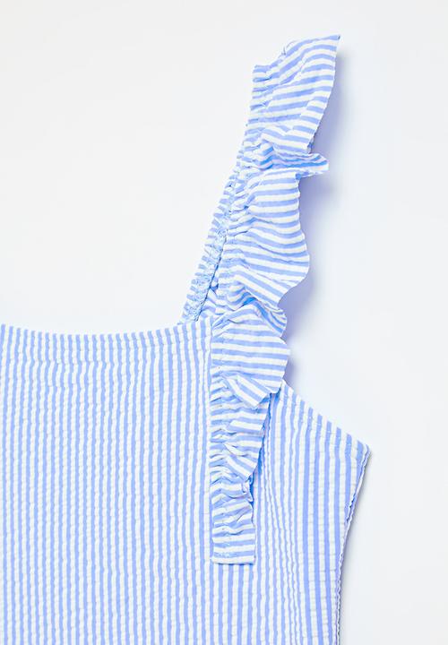 Pop Candy - Ruffle one piece swimsuit - light blue stripe