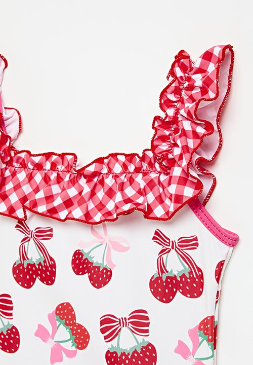 Pop Candy - Square neck one piece swimsuit - pink/red gingham