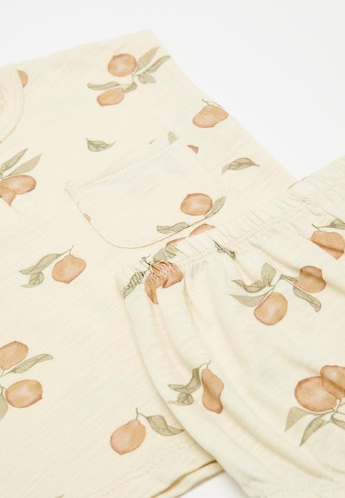 Pop Candy - Shorts & tee set - light orange & neutral