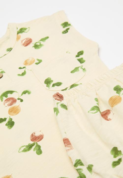 Pop Candy - Floral tee & bloomer shorts - pale yellow