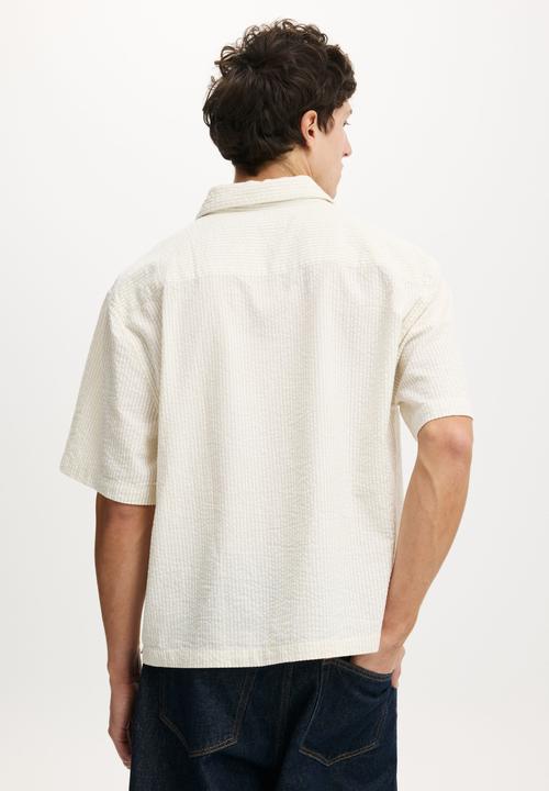 Cotton On - Ventura Short Sleeve Shirt - Sage Stripe