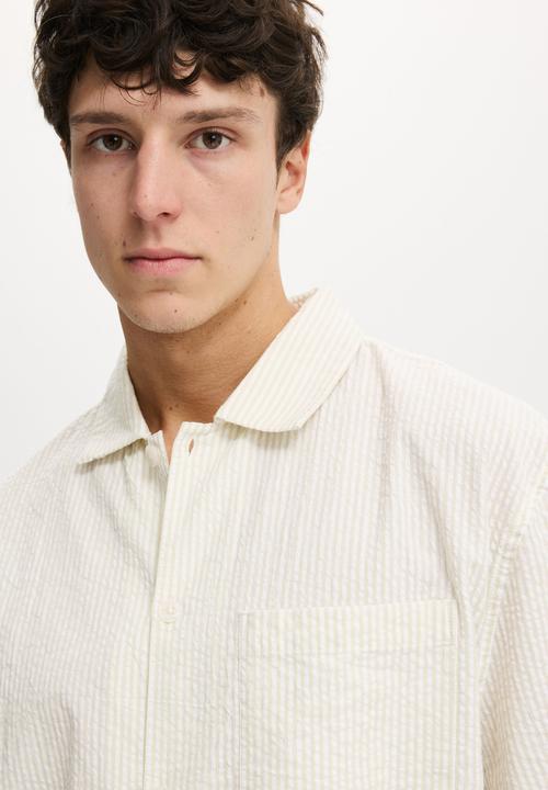 Cotton On - Ventura Short Sleeve Shirt - Sage Stripe