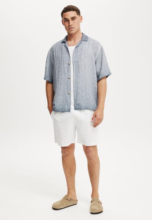 Cotton On - Washed Box Fit Short Sleeve Shirt - Overdye Blue