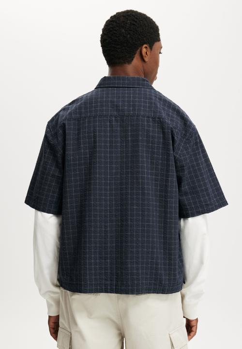 Cotton On - Darcy Short Sleeve Shirt - Navy Grid Check