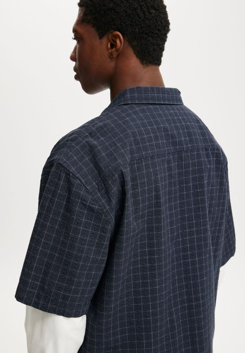 Cotton On - Darcy Short Sleeve Shirt - Navy Grid Check