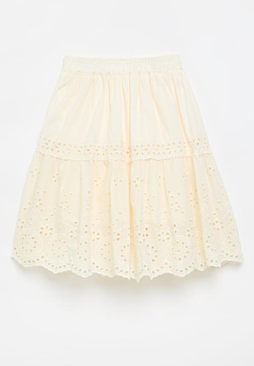 Pop Candy - Anglaise boho skirt-off white