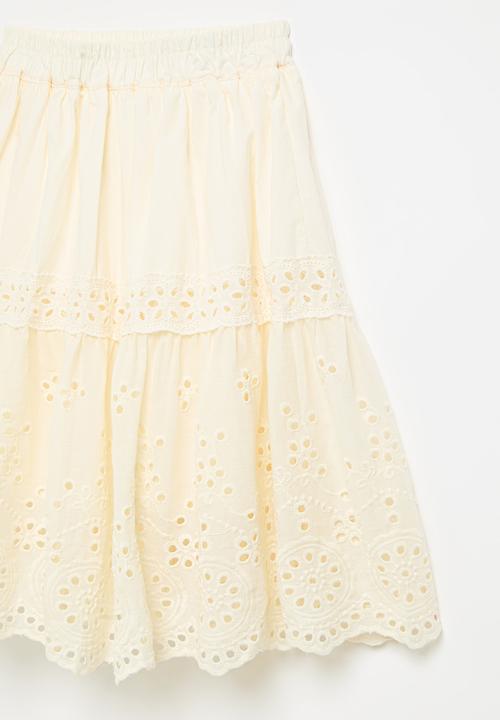 Pop Candy - Anglaise boho skirt-off white
