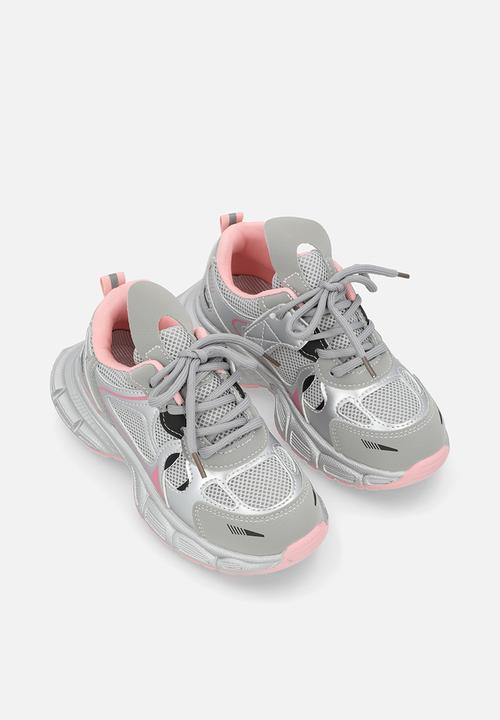 Pop Candy - Lace up sneakers - silver/grey/pink