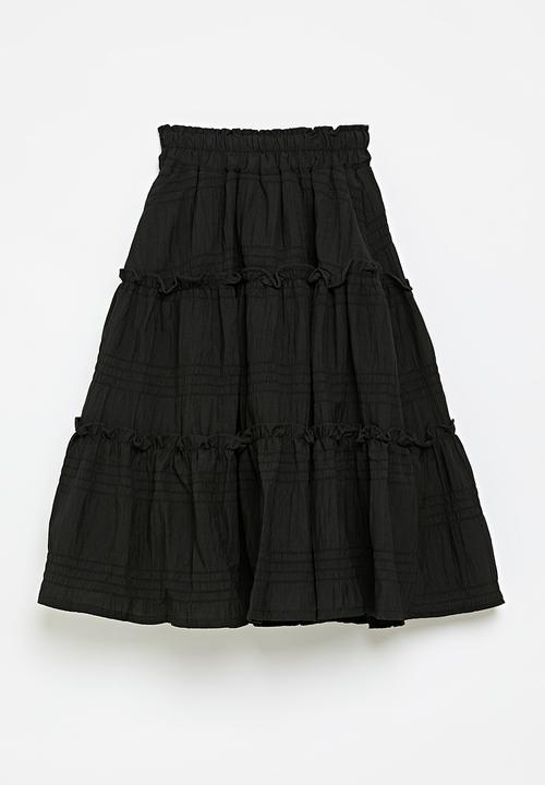 Pop Candy - Tiered boho skirt-black