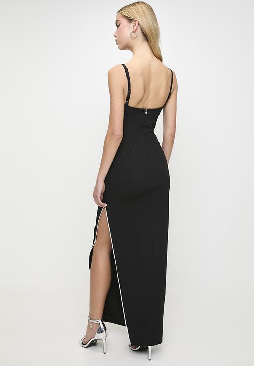 SISSY BOY - Skip A Beat: Maxi Dress, High Slit And Pearl Diamante Trim - Black