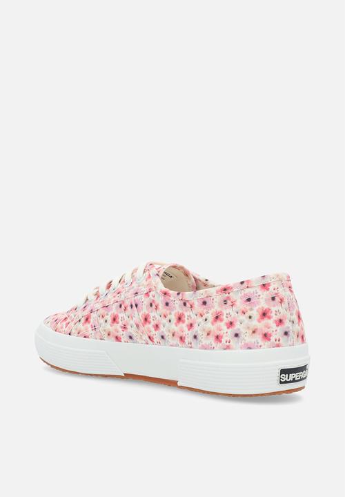 SUPERGA - 2750 watercolour canvas classic - flower print - aah white avorio pink