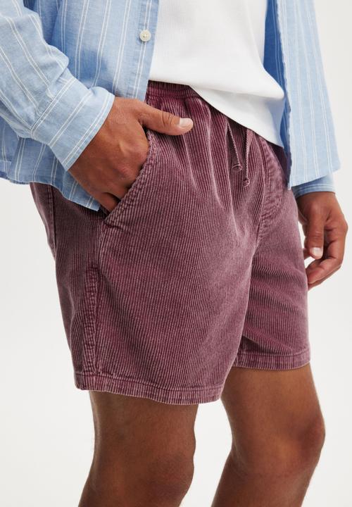 Cotton On - Easy Short - Washed Raspberry Cord