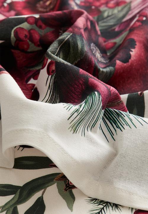 H&M - 4-Pack napkins - white/amaryllis