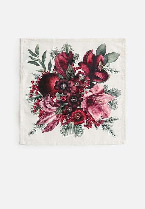 H&M - 4-Pack napkins - white/amaryllis
