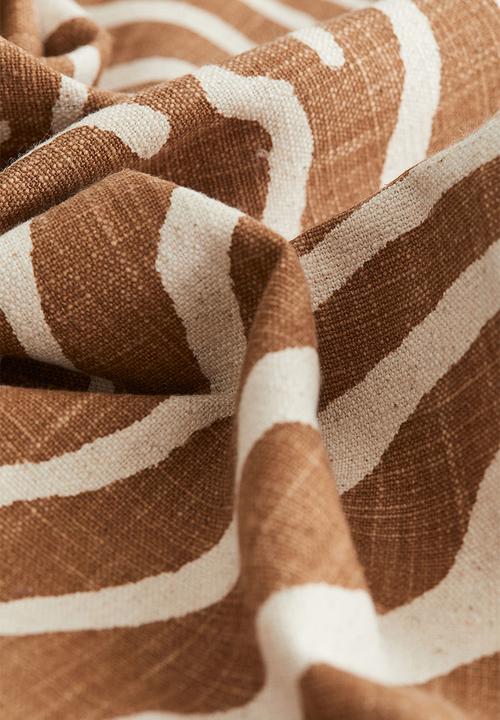 H&M - Fringed linen-blend cushion cover - light brown/zebra print