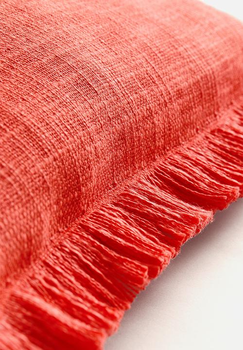 H&M - Slub weave cushion cover - coral red