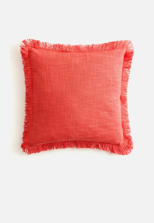 Slub weave cushion cover - coral red