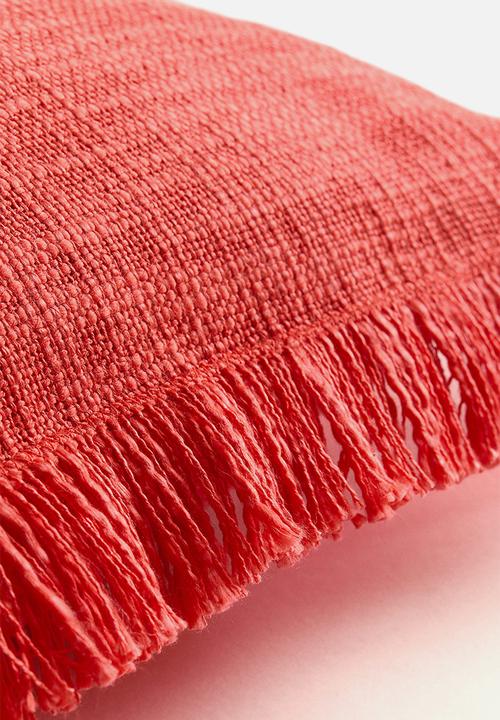 H&M - Slub weave cushion cover - coral red