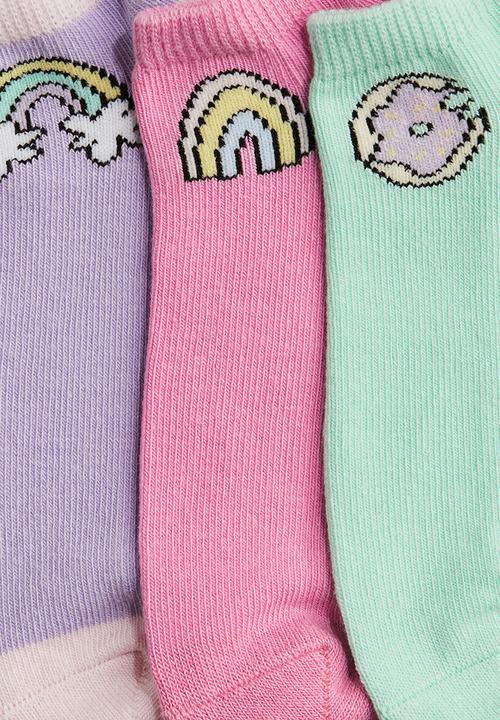 H&M - 7-Pack trainer socks - pink/turquoise