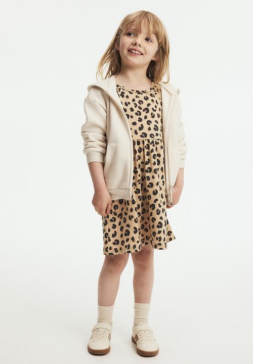 H&M - Patterned cotton dress - beige/leopard print